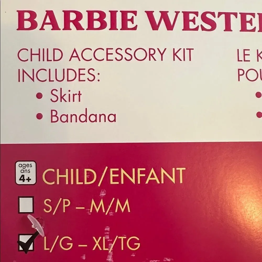 Barbie Western Tutu Kit Pink L/XL Costume